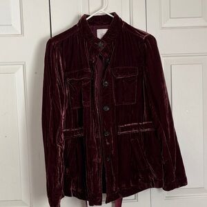Loft burgundy  Velvet Jacket XS